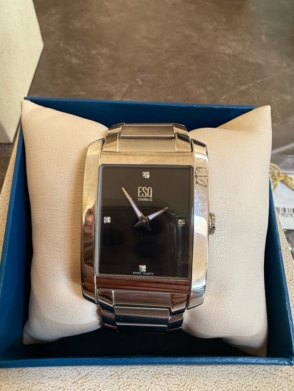 ESQ Swiss Men's Silver Stainless Steel Black Dial Watch